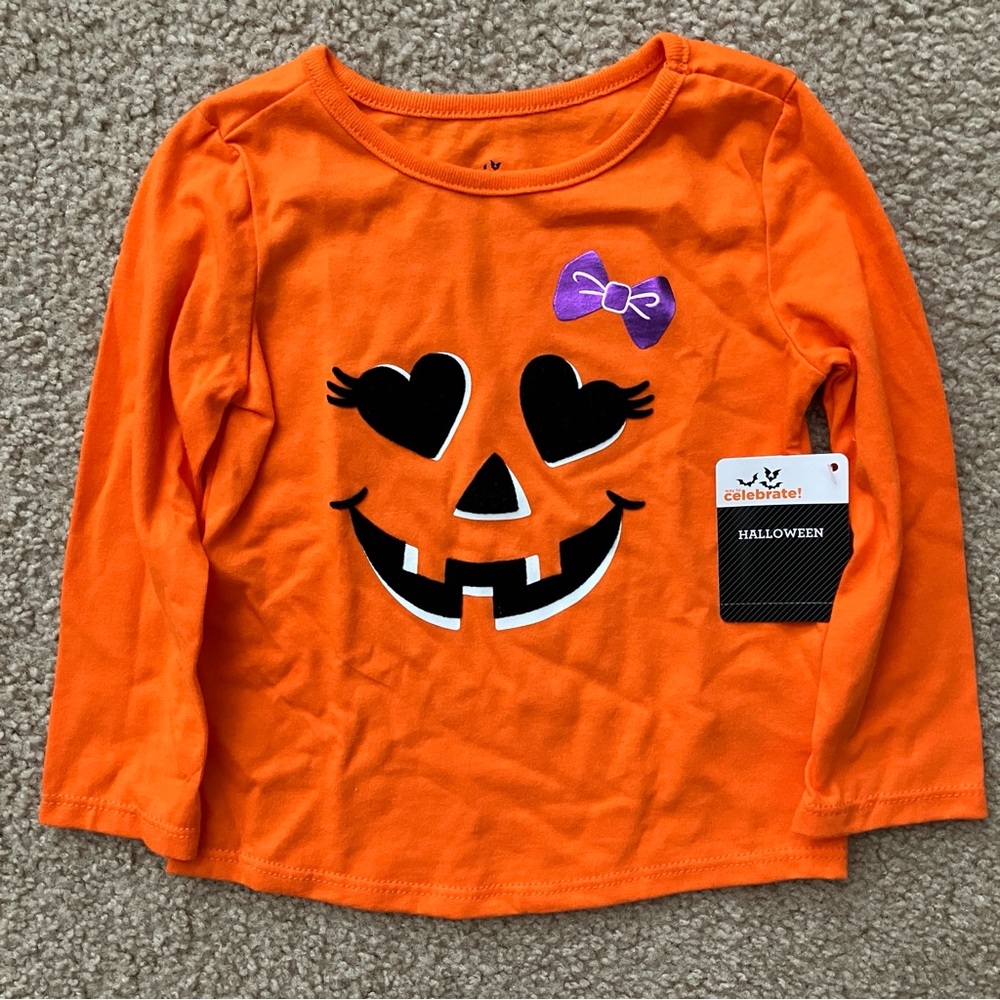 Celebrate Halloween Orange Shirt with Pumpkin Design